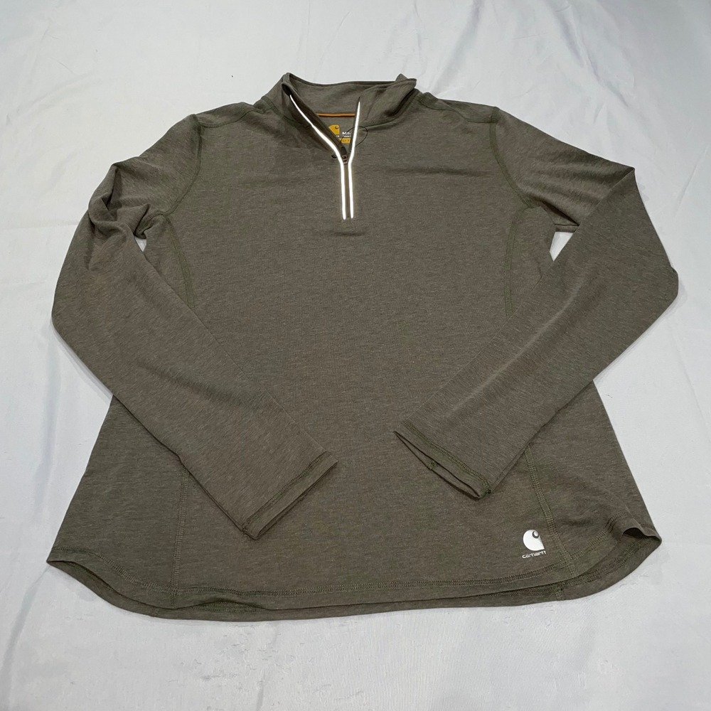 Carhartt Force Womens 1/4 Zip Pullover Olive Green Heather 102528 375 M 8-10